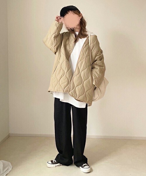 chocomee（チョコミー）の「ベーシックスラックス（スラックス・レディース・ベージュ/ブラック・FREE）」の2枚目の写真