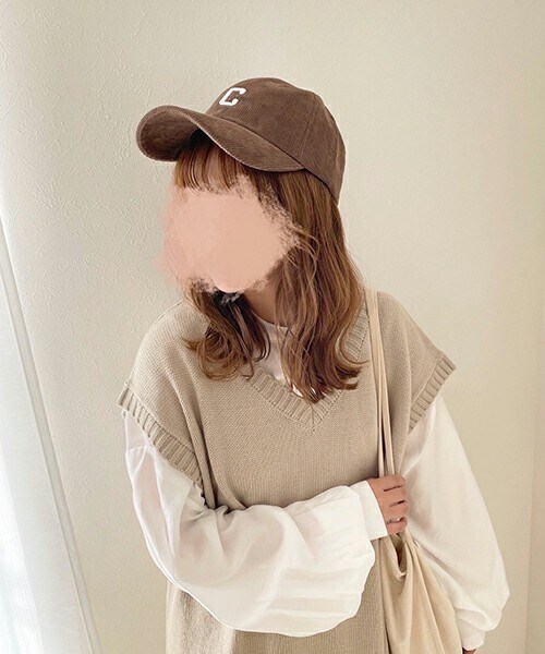 chocomee（チョコミー）の「コーデュロイロゴキャップ（キャップ・レディース・ホワイト/ブラウン/ブラック・FREE）」の3枚目の写真