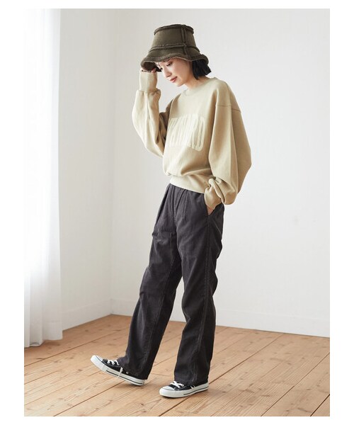 Green　Parks（グリーンパークス）の「コーデュロイイージーパンツ（パンツ・ライトグレー/チャコールグレー/サックスブルー/エクリュ・F）」の3枚目の写真