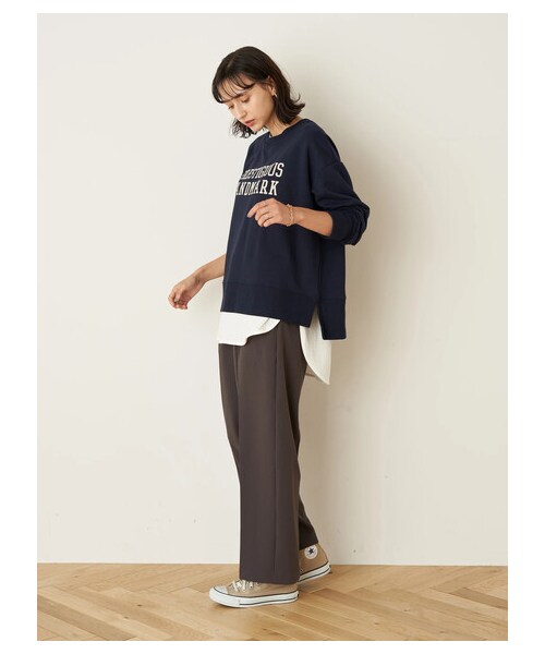 earth music&ecology(アースミュージックアンドエコロジー)の「ハイウエストタックストレートパンツ(パンツ・チャコールグレー/ピンク/ライトベージュ/ミント・S/M)」の8枚目の写真