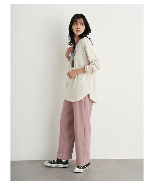 earth music&ecology(アースミュージックアンドエコロジー)の「ハイウエストタックストレートパンツ(パンツ・チャコールグレー/ピンク/ライトベージュ/ミント・S/M)」の14枚目の写真