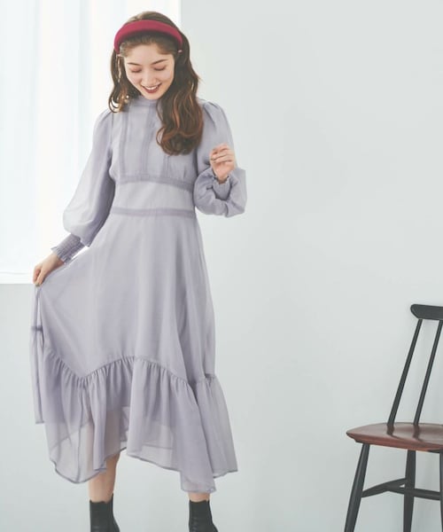 31 Sons de mode（トランテアン　ソン　ドゥ　モード）の「レース切替シアーワンピース（ワンピース/ドレス・レディース・ラベンダー/ベージュ・36/38）」の10枚目の写真