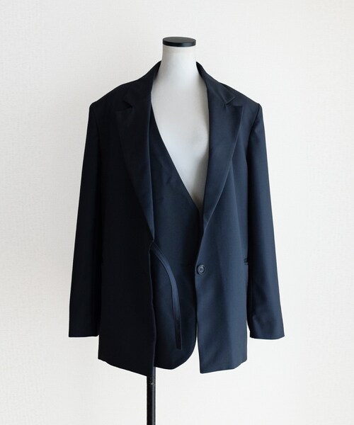 Marient(マリエント)の「ダブルラップオーバーJK(テーラードジャケット・レディース・ブラウン/ブルー・FREE)」の2枚目の写真