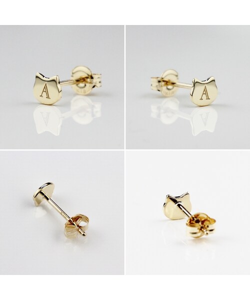 pinacoteca（ピナコテーカ）の「ピナコテーカ 753 チビネコ イニシャル ナンバー スタッド ピアス 片耳（ピアス（片耳用）・レディース・ゴールド・FREE）」の2枚目の写真