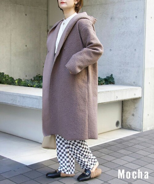 Sheson（シーズン）の「ブークレーフードコート（その他アウター・レディース・ベージュ/ブルー/ブラウン/ブラック・F）」の3枚目の写真