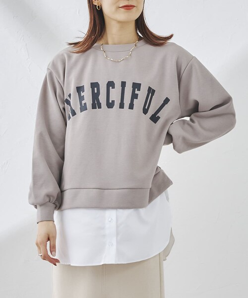 prose verse(プロズヴェール)の「シャツドッキングロゴプルオーバー(Tシャツ/カットソー・レディース・エクリュ/グレージュ/ブラック・M)」の1枚目の写真