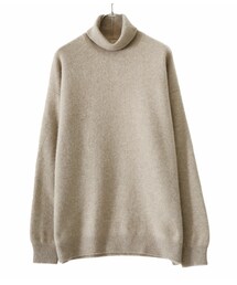 PURE CASHMERE KNIT OFF-TURTLE NECK PULLOVER