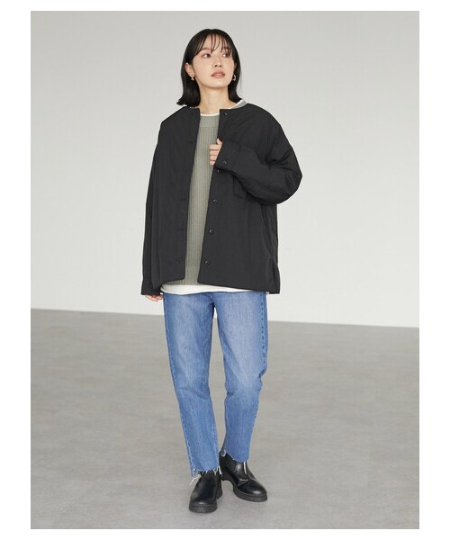 Green Parks(グリーンパークス)の「ノーカラー薄綿シャツブルゾン(ジャケット/アウター・チャコールグレー/ブラック/ライトベージュ・F)」の13枚目の写真