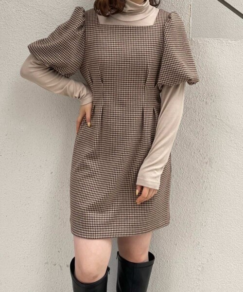 one after another NICE CLAUP(ワンアフターアナザーナイスクラップ)の「インナーセットミニワンピース(ワンピース・レディース・ブラウン系その他/グレー系その他/チャコールグレー・0)」の2枚目の写真
