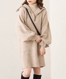 SNIDEL ハーフジップ ニットワンピース ハーフジップ ニットワンピース | EYARN