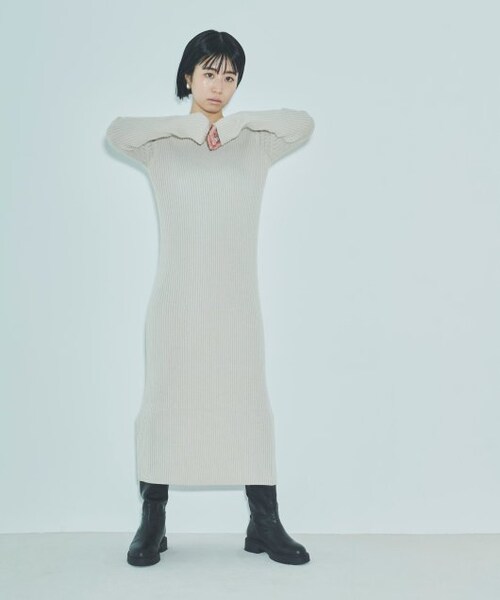 ENsMOL.（エンスモール）の「バックヘンリーニットロングワンピース（ワンピース/ドレス・レディース・サックス/ベージュ/チャコールグレー・FREE）」の16枚目の写真