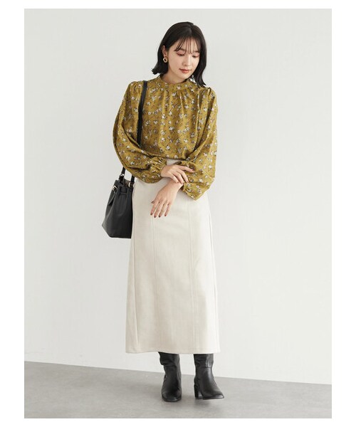 Green　Parks（グリーンパークス）の「・ELENCARE DUE スエードポンチナロースカート（スカート・アイボリー/チャコールグレー/モカ・F）」の7枚目の写真