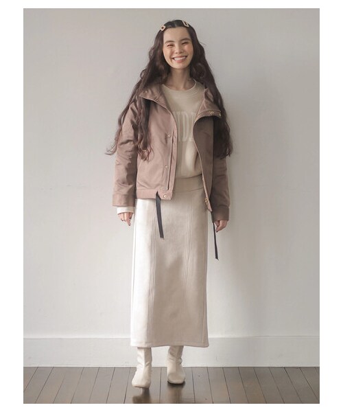 Green　Parks（グリーンパークス）の「・ELENCARE DUE スエードポンチナロースカート（スカート・アイボリー/チャコールグレー/モカ・F）」の12枚目の写真