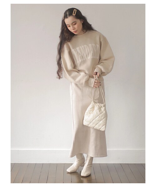 Green　Parks（グリーンパークス）の「・ELENCARE DUE スエードポンチナロースカート（スカート・アイボリー/チャコールグレー/モカ・F）」の9枚目の写真