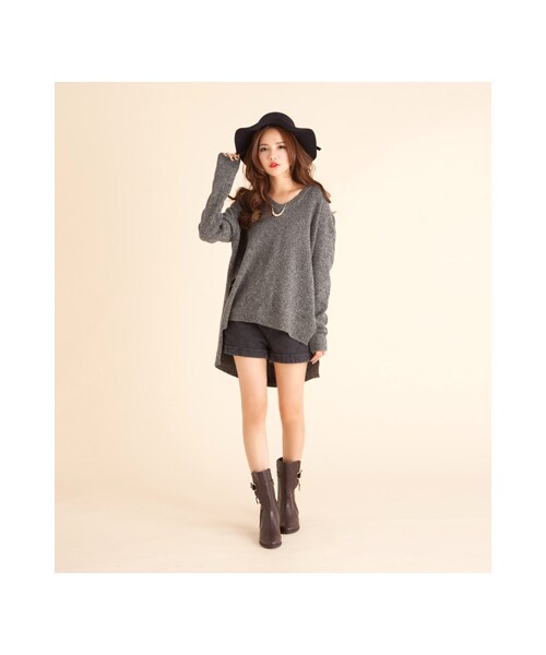 gracegift(グレースギフト)の「金屬裝飾拉鍊釦帶設計中筒靴(シューズ・レディース・咖・35/36/37/38/39/40/41)」の7枚目の写真