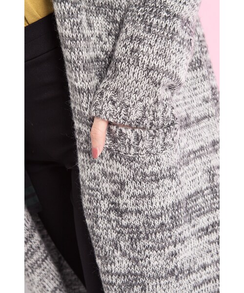 ORENDA（オレンダ）の「歐美混色針織長版開襟外套（ジャケット/アウター・レディース・灰白/灰黑・M/L）」の10枚目の写真