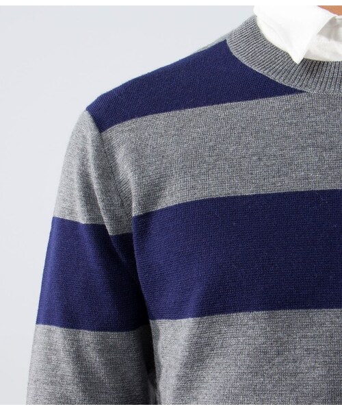 JUNRED（ジュンレッド）の「ミラノリブボーダーニット（ニット・メンズ・グレー/ホワイト・1/2）」の7枚目の写真