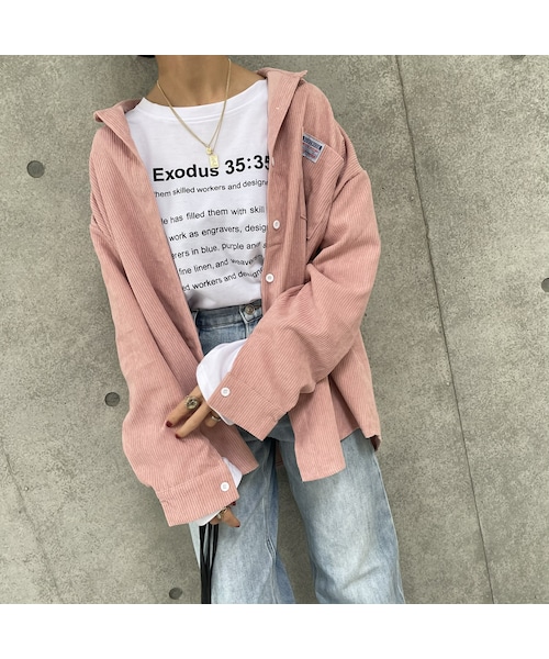 copine（コピン）の「オーバーサイズコーデュロイシャツ(3color)（シャツ/ブラウス・レディース・アイボリー/ピンク/グリーン・ワンサイズ）」の3枚目の写真
