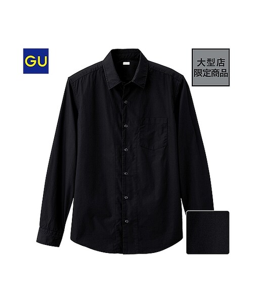 GU(ジーユー)の「(GU)タイプライター切り替えシャツ(長袖)(MEN ⁄ シャツ・メンズ・BLACK/NAVY/WHITE・S/M/L/XL)」の1枚目の写真
