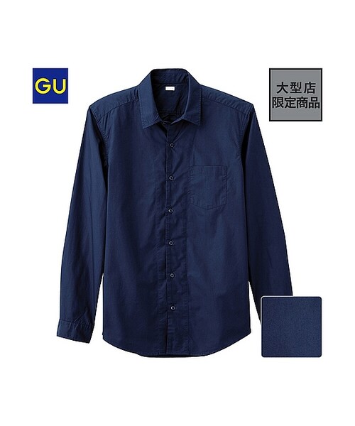 GU(ジーユー)の「(GU)タイプライター切り替えシャツ(長袖)(MEN ⁄ シャツ・メンズ・BLACK/NAVY/WHITE・S/M/L/XL)」の3枚目の写真
