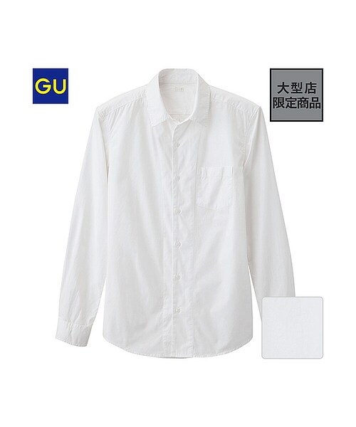 GU(ジーユー)の「(GU)タイプライター切り替えシャツ(長袖)(MEN ⁄ シャツ・メンズ・BLACK/NAVY/WHITE・S/M/L/XL)」の2枚目の写真