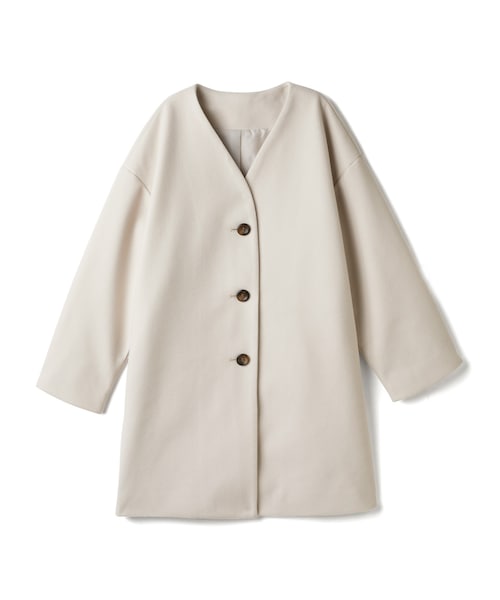 GRL（グレイル）の「Vネックモッサニットミドルコート（その他アウター・レディース・モカ/アイボリー・F）」の2枚目の写真