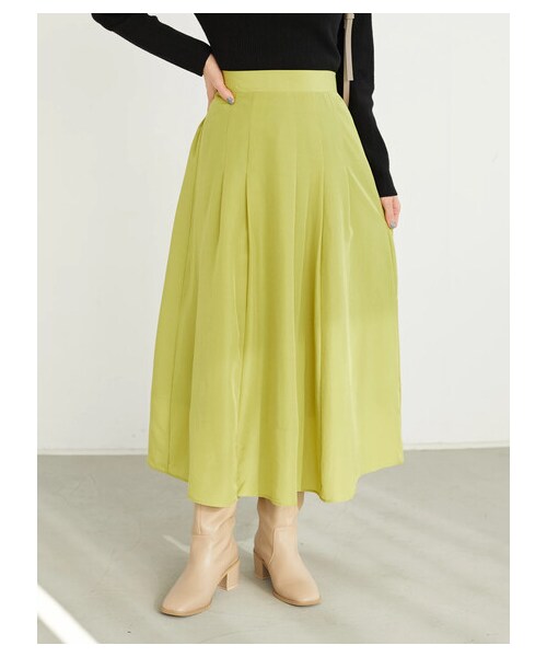 Green　Parks（グリーンパークス）の「ランダムタックギャザースカート（スカート・ライトグレー/チャコールグレー/イエロー/ブルー・F）」の2枚目の写真