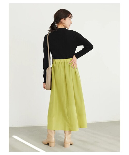 Green　Parks（グリーンパークス）の「ランダムタックギャザースカート（スカート・ライトグレー/チャコールグレー/イエロー/ブルー・F）」の6枚目の写真