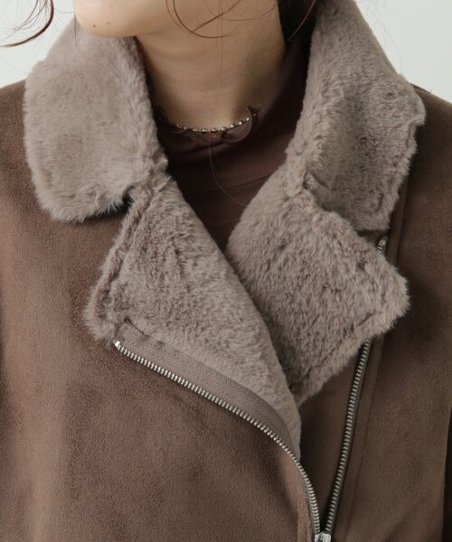 RAY CASSIN(レイカズン)の「ムートンライダースジャケット(ジャケット/アウター・レディース・ブラウン/生成/グレージュ・FREE)」の10枚目の写真