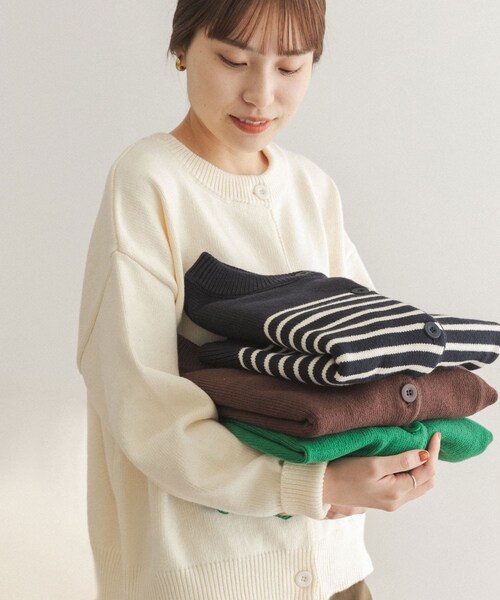 FORK&SPOON（フォークアンドスプーン）の「【一部WEB限定カラー】FORK&SPOON 2WAYクルーカーディガン（その他・レディース・OFF/GREEN/BROWN/NAVY×OFF・one）」の7枚目の写真