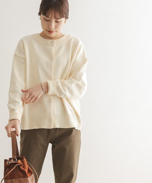 FORK&SPOON（フォークアンドスプーン）の「【一部WEB限定カラー】FORK&SPOON 2WAYクルーカーディガン（その他・レディース・OFF/GREEN/BROWN/NAVY×OFF・one）」の9枚目の写真