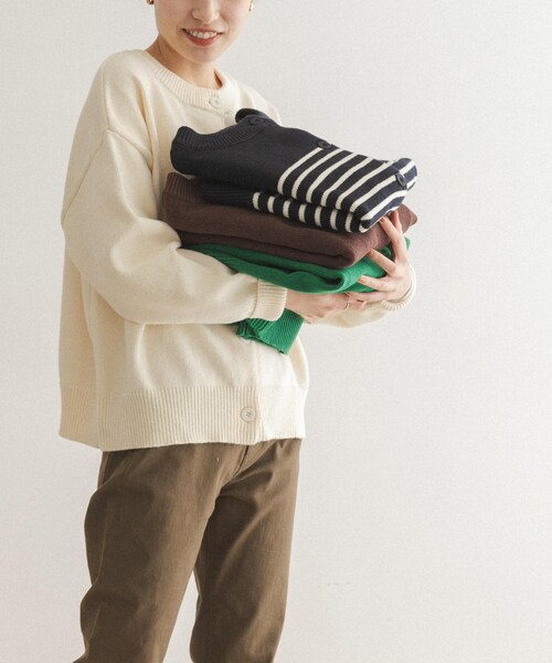 FORK&SPOON（フォークアンドスプーン）の「【一部WEB限定カラー】FORK&SPOON 2WAYクルーカーディガン（その他・レディース・OFF/GREEN/BROWN/NAVY×OFF・one）」の5枚目の写真