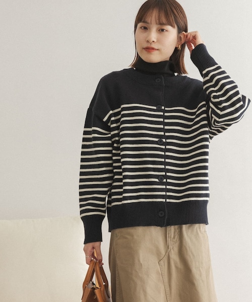 FORK&SPOON（フォークアンドスプーン）の「【一部WEB限定カラー】FORK&SPOON 2WAYクルーカーディガン（その他・レディース・OFF/GREEN/BROWN/NAVY×OFF・one）」の2枚目の写真