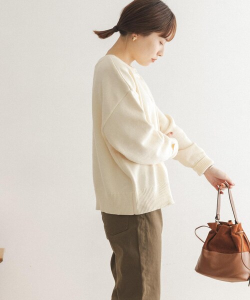 FORK&SPOON（フォークアンドスプーン）の「【一部WEB限定カラー】FORK&SPOON 2WAYクルーカーディガン（その他・レディース・OFF/GREEN/BROWN/NAVY×OFF・one）」の12枚目の写真