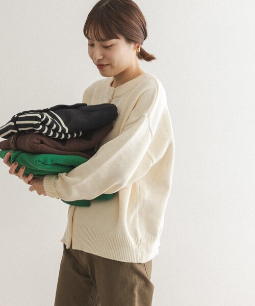 FORK&SPOON（フォークアンドスプーン）の「【一部WEB限定カラー】FORK&SPOON 2WAYクルーカーディガン（その他・レディース・OFF/GREEN/BROWN/NAVY×OFF・one）」の6枚目の写真