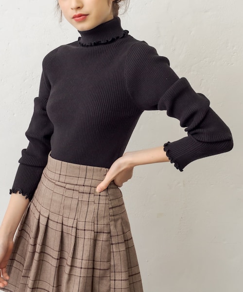 OLIVE des OLIVE（オリーブデオリーブ）の「たくさん着まわしリブタートルニット（ニット/セーター・レディース・オフホワイト/ブラウン/ブラック/ライトグレー/ミント・FREE）」の3枚目の写真