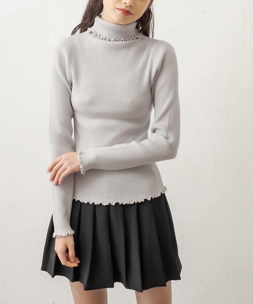 OLIVE des OLIVE（オリーブデオリーブ）の「たくさん着まわしリブタートルニット（ニット/セーター・レディース・オフホワイト/ブラウン/ブラック/ライトグレー/ミント・FREE）」の2枚目の写真