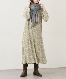 natural couture | 【WEB限定】ベルト付消しプリーツAラインワンピース(ワンピース)