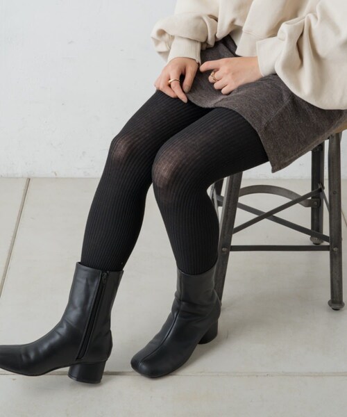 Kastane（カスタネ）の「リブタイツ（レギンス/スパッツ・レディース・ブラック/ブラウン/チャコールグレー・F）」の2枚目の写真