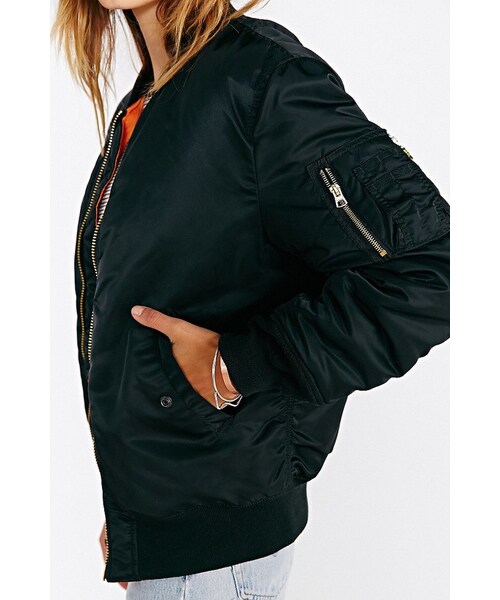 Alpha Industries（アルファインダストリーズ）の「Alpha Industries MA-1 Bomber Jacket（トップス・レディース・GREEN/BLACK・L/S）」の9枚目の写真