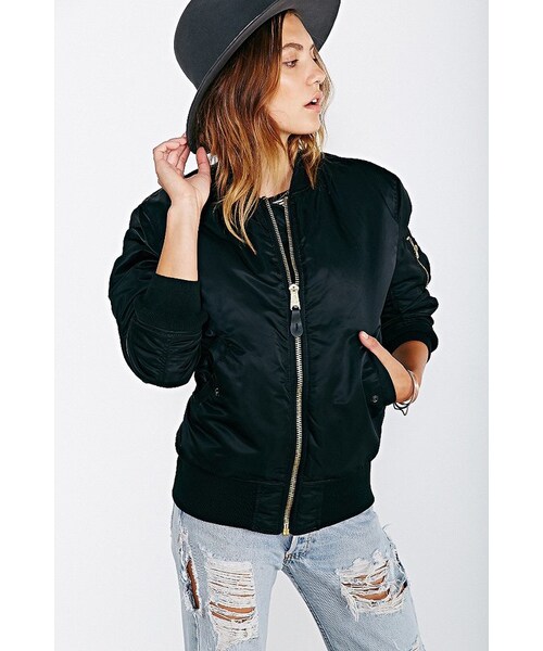 Alpha Industries（アルファインダストリーズ）の「Alpha Industries MA-1 Bomber Jacket（トップス・レディース・GREEN/BLACK・L/S）」の8枚目の写真