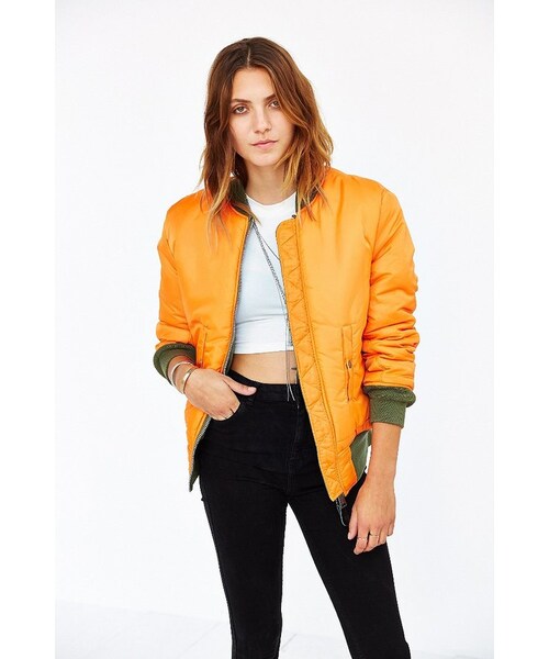 Alpha Industries（アルファインダストリーズ）の「Alpha Industries MA-1 Bomber Jacket（トップス・レディース・GREEN/BLACK・L/S）」の10枚目の写真