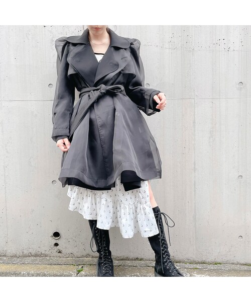 lilLilly（リルリリー）の「オーガンジーレイヤードコート（ジャケット/アウター・レディース・BEIGE/BLUE/BLACK）」の14枚目の写真