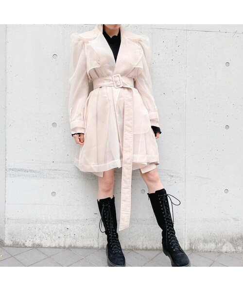 lilLilly（リルリリー）の「オーガンジーレイヤードコート（ジャケット/アウター・レディース・BEIGE/BLUE/BLACK）」の5枚目の写真