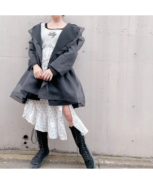 lilLilly（リルリリー）の「オーガンジーレイヤードコート（ジャケット/アウター・レディース・BEIGE/BLUE/BLACK）」の15枚目の写真