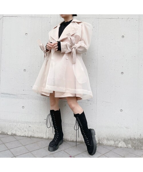 lilLilly（リルリリー）の「オーガンジーレイヤードコート（ジャケット/アウター・レディース・BEIGE/BLUE/BLACK）」の4枚目の写真