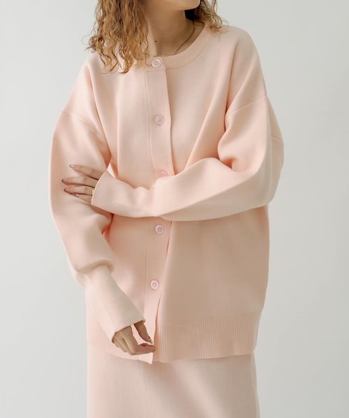 mystic（ミスティック）の「スウェットライク2WAYカーディガン（カーディガン/ボレロ・レディース・オフホワイト/ピンク/ブラック・F）」の2枚目の写真