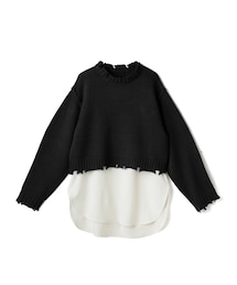 GRL | クラッシュニットトップスX前後差ラウンドヘムタンクトップセット(ニット/セーター)