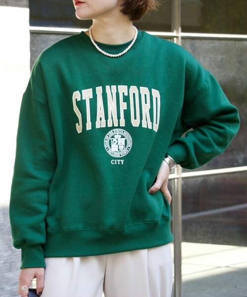 Sheson（シーズン）の「裏起毛STANFORDルーズスウェット（スウェット・レディース・ホワイト/グレー/グリーン・F）」の3枚目の写真
