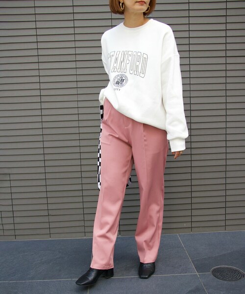 Sheson(シーズン)の「セミワイドカラースラックスパンツ(スラックス・レディース・グレー/ピンク/ブラック・M)」の3枚目の写真